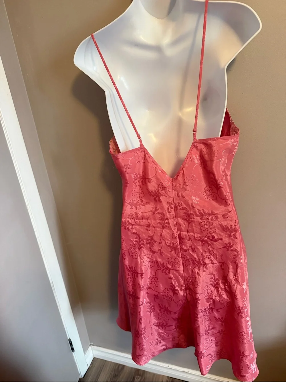 Adonna Vintage Pink Jacquard Lace Slip Dress S - Picture 5 of 7